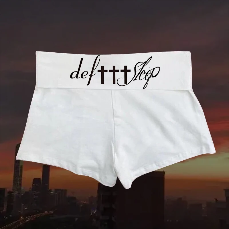 

Retro Skull Print Cotton Short Pants Women New Casual Streetwear Elastic High Waist Pajama Shorts Vintage Preppy Sweatshorts Y2K
