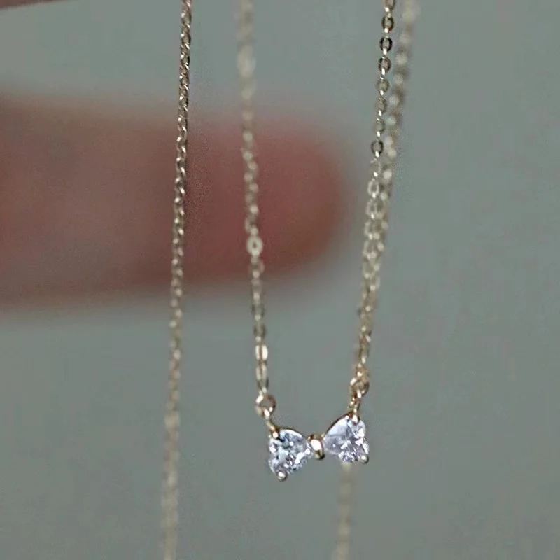 Jkeli New Style 925 Sterling Silver Geometric Simple Bow Necklace For Women Engagement Fine Jewelry Wedding Party Birthday Gift