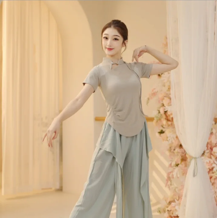 Practice clothes Female adult stand-up collar Improved cheongsam Modern dance Classical dance clothing Body clothes