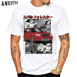 JDM Red Subie Forester STi Sports Essential T-shirt New Summer Men's Short Sleeve Funny Car Design White Casual Boy Tee shirt