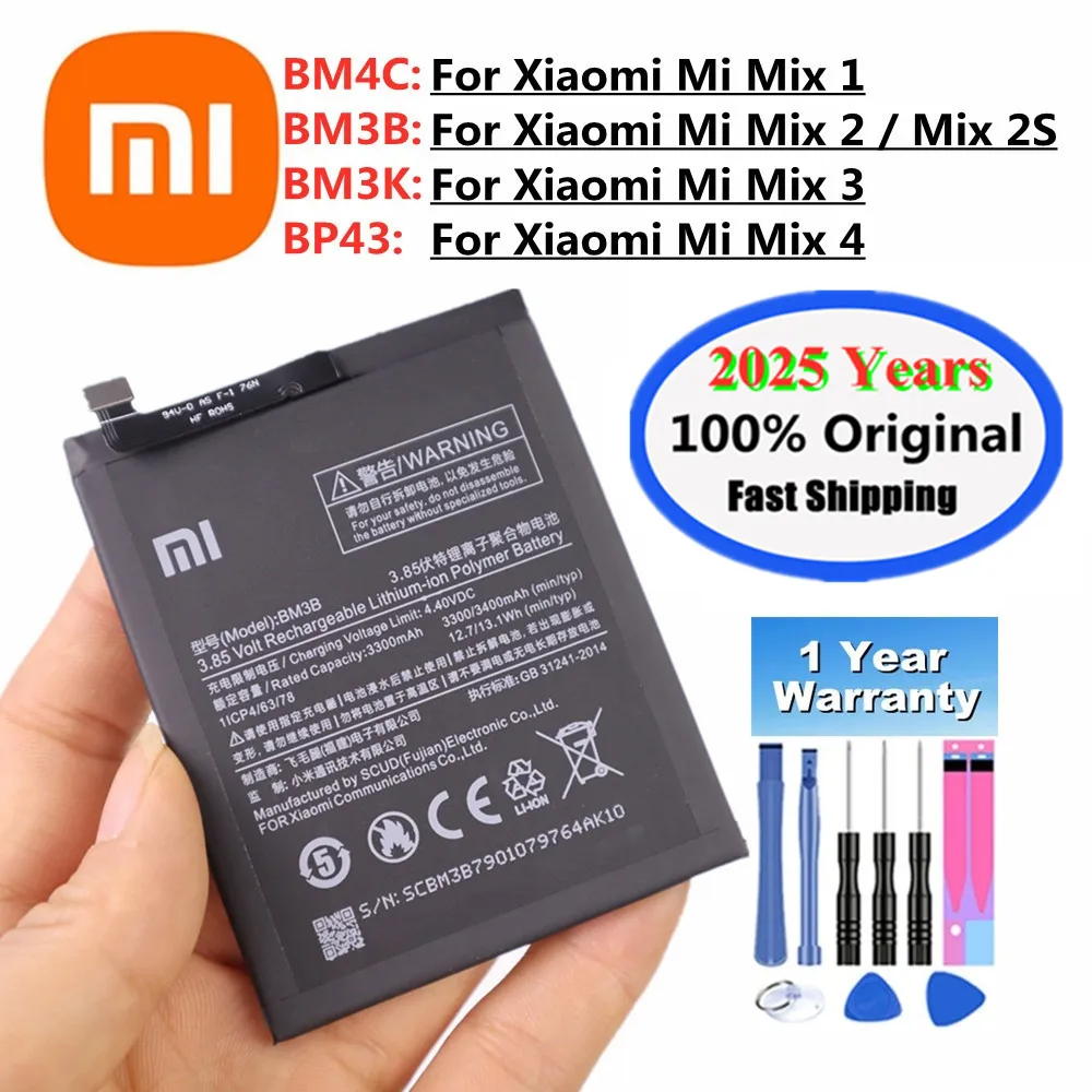 2025 Years Xiao mi Original Battery BM3B BM3K BM4C BP43 For Xiaomi Mi Mix 2 Mix2 / Mix 3 4 1 2S Mix3 Mix4 Mix2S Phone Battery