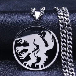 Werewolf Sign Band Stainless Steel Necklace for Women/Men Music Band Silver Color Punk Wolf Man Chain jewelry bijoux N3029S06
