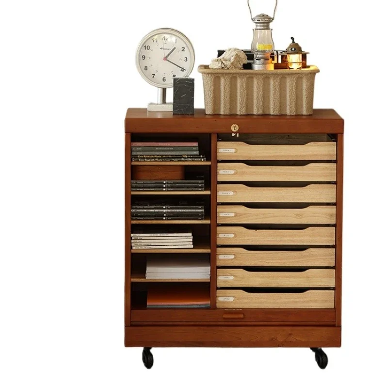 

Скандинавский средневековый шкаф для документов из массива вишневого дерева с подвижной дверцей-жалюзи, многофункциональное хранилище