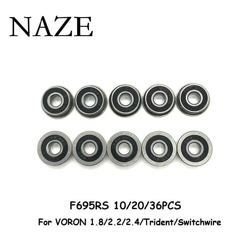 10PC F695RS Bearings 5*13*4mm F695  Flanged Miniature Ball Bearings F695 2RS For VORON 3D Printer Switchwire 1.8/2.2/2.4