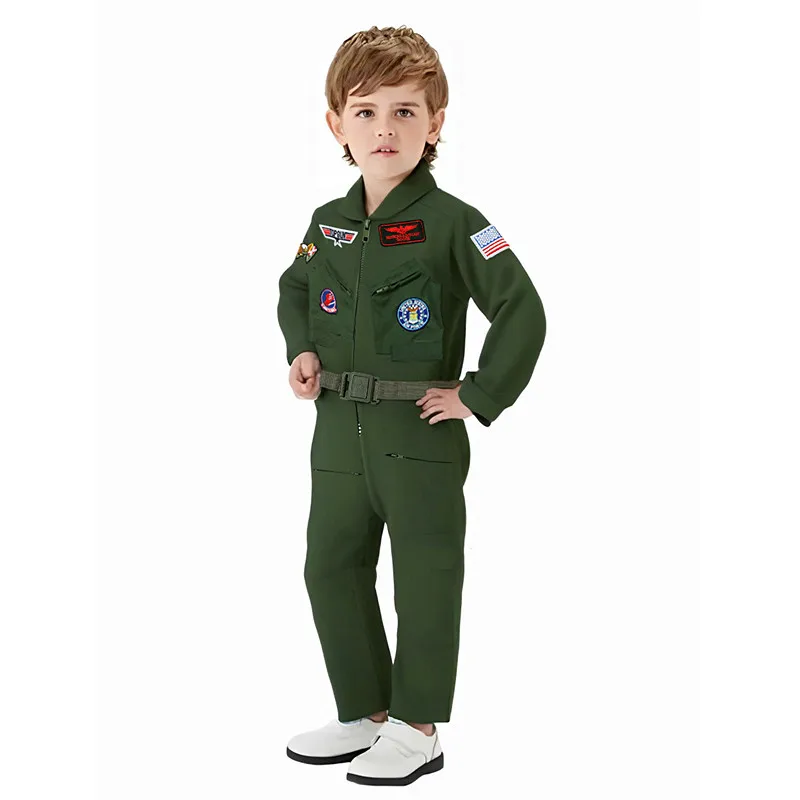 Adventure Awaits with Our Embroidered Pilot Jumpsuit and Belt School Gymnastics Costumes for Holiday Dress Up Parties