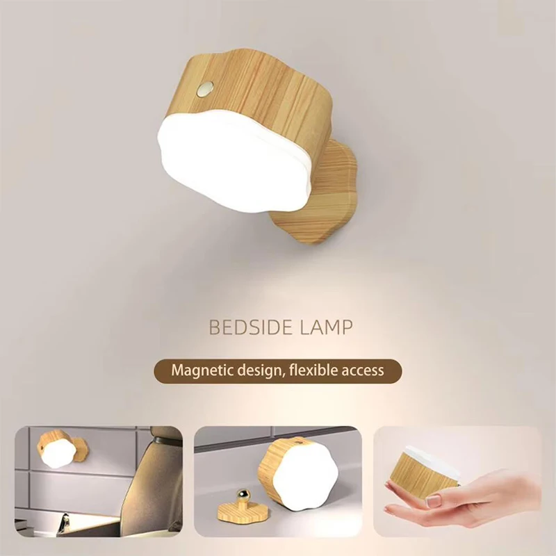 Creative Touch Wall Light Rotatable Makeup Night Light Magnetic Mirror Lamp  Rechargeable Bedroom Living Room Bedside Wall Light