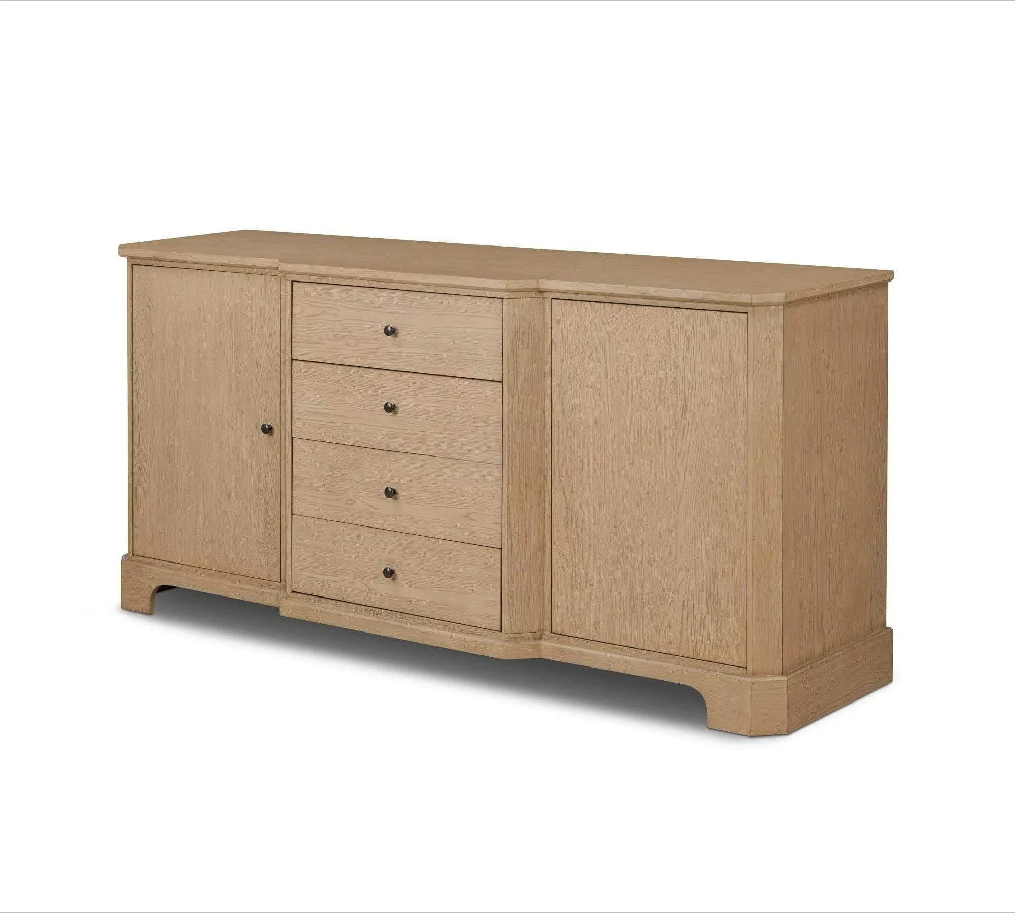 Modern Solid Oak 2 Door Self-Service Display Cabinet with Drawers
