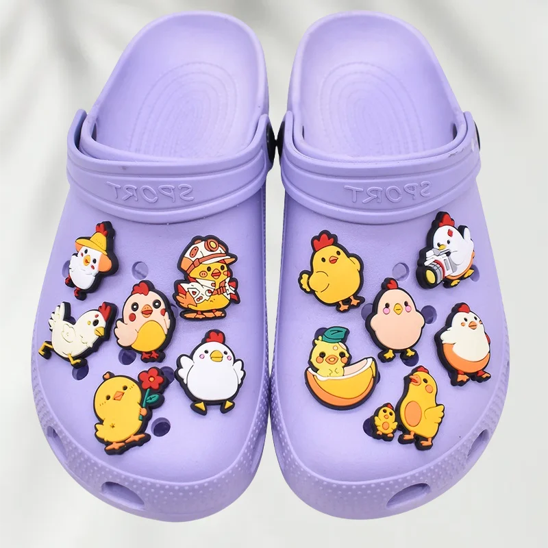 

Single Sale Cartoon Animal PVC Garden Sandals Clogs Accessories DIY Chicken Shoe Cahrm Button Little Yellow Chick Children Gifts