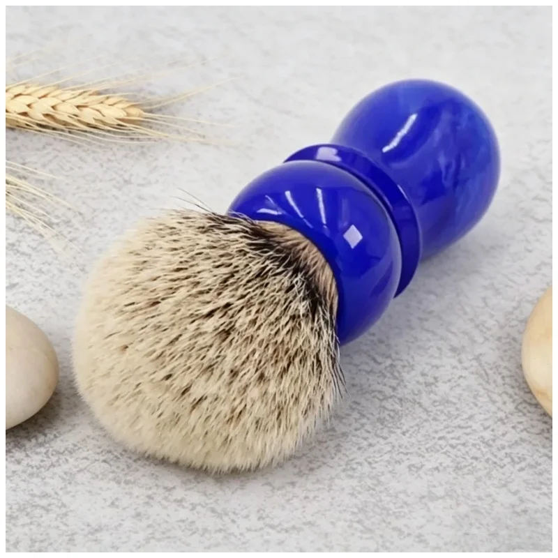 YAQI 24MM Men's Shaving Brush Blue Handle Silvertip  Hair - Facial Beard Grooming Cleaning Tool 2026