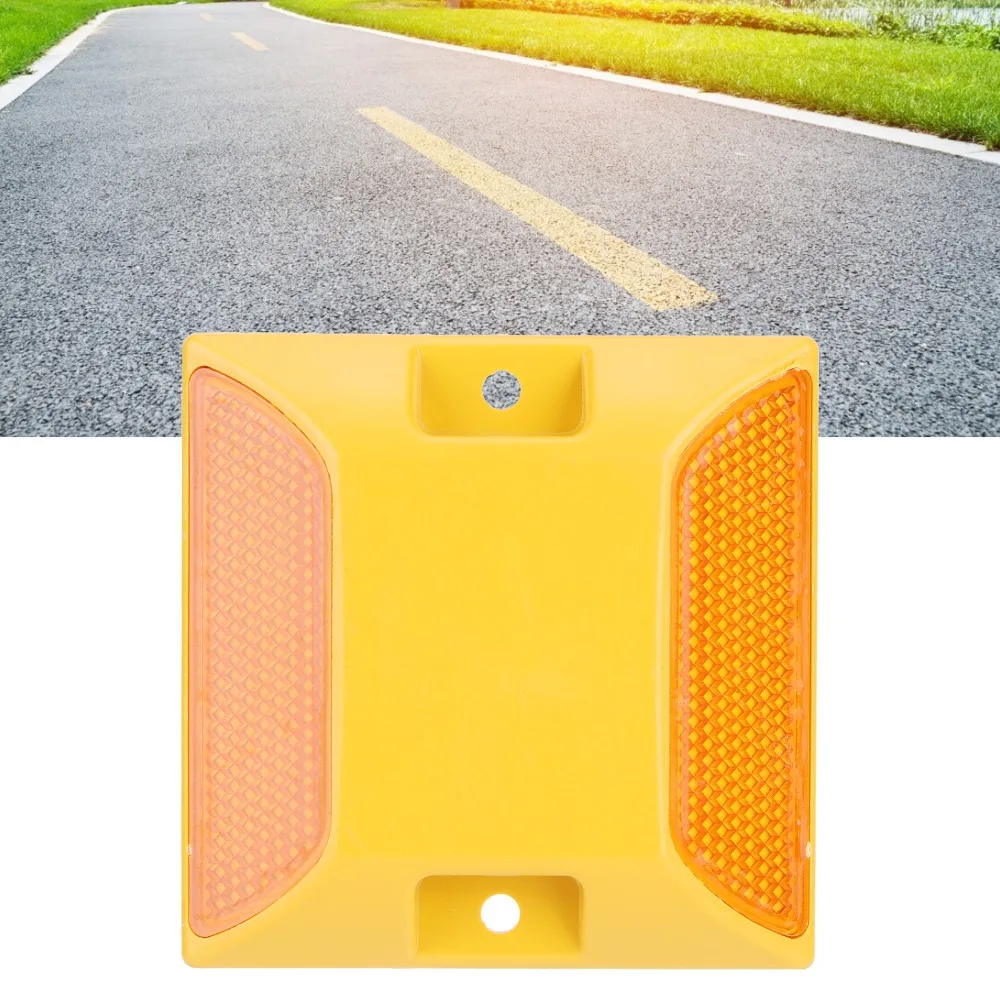 10pcs-durable-double-yellow-road-reflectors-plasticl-reflective-driveway-markers-compact-universal-pavement-markers