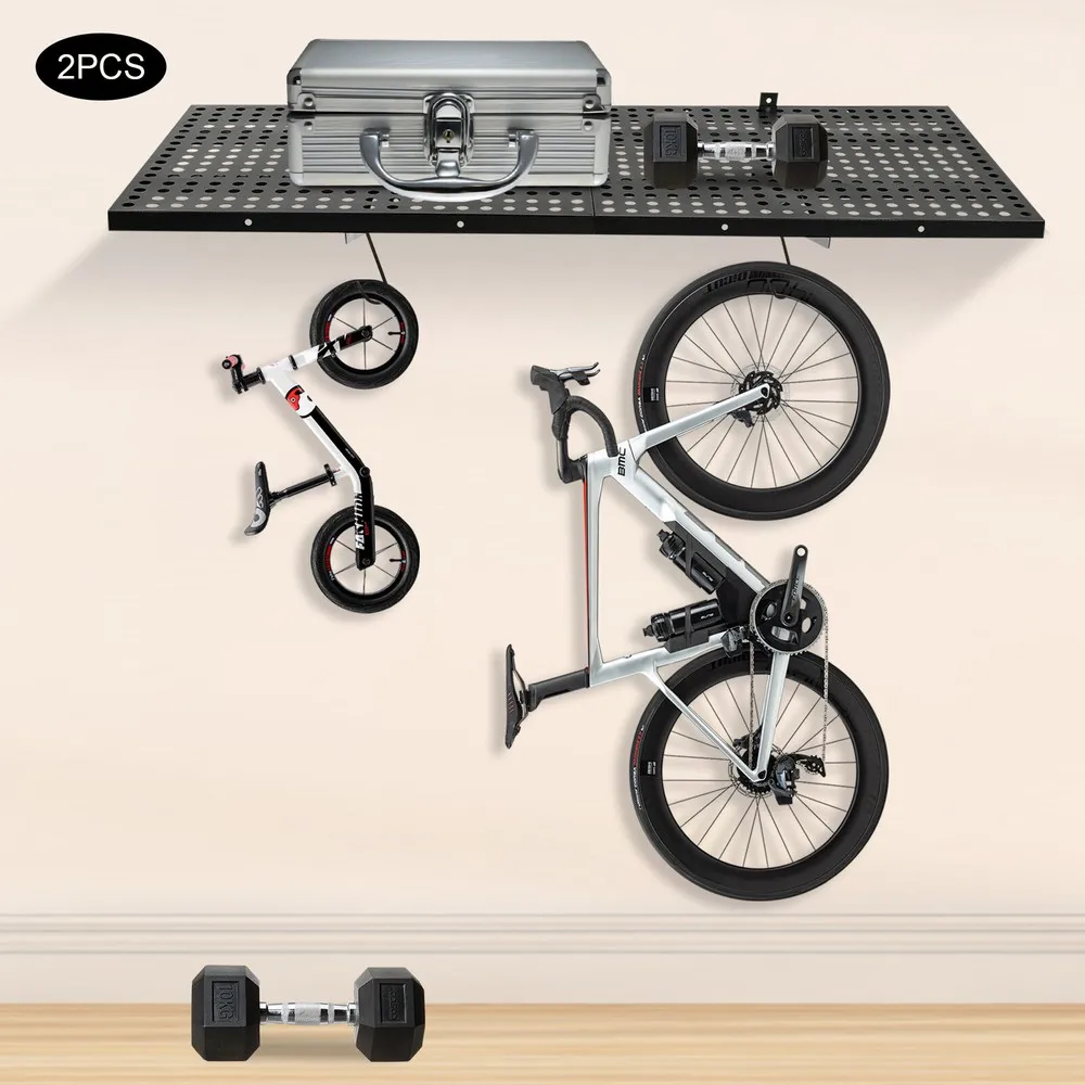 

2 Pcs Heavy Duty Garage Shelf Floating Storage Wall Shelving Support 20x48 Inch