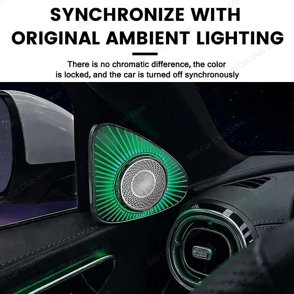 New Original 64 Color 3D/4D/5D Rotating Tweeter Speaker For Benz W214 W206 X254 W223 Car Ambient Lighting Audio System Upgrade - view 6