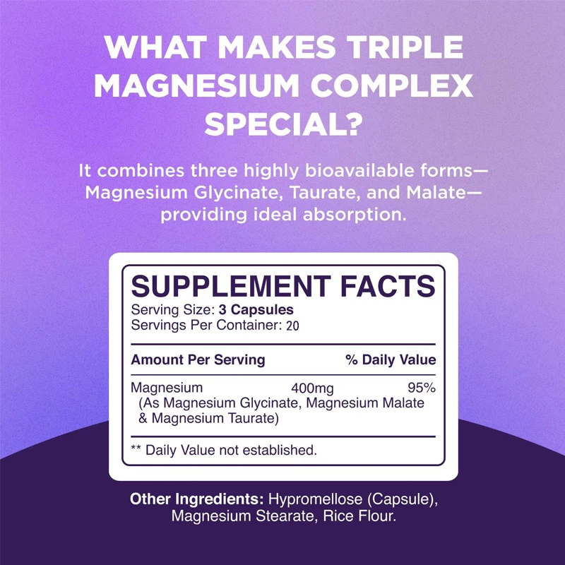 Magnesium composite capsule - a triple magnesium mixture containing taurine, glycine, and malic acid - supports overall health