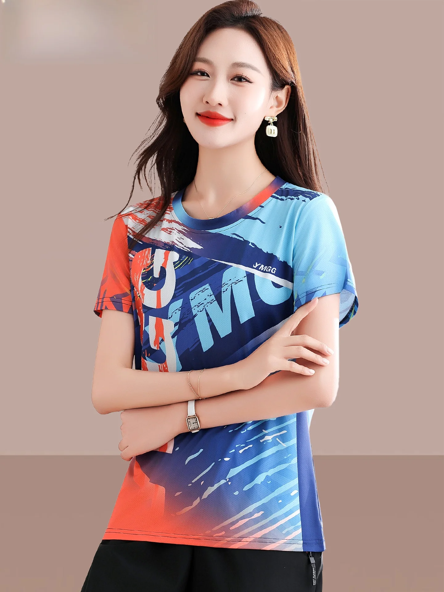 

Red Dragoy Fitn Qui Dry Sport ort Sve T-irt Summer Thin New Outdoor Running Training Suit Women Street Sle L...