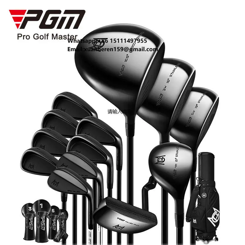 PGM MTG062 All Black Right Handed Advanced Men Golf Clubs Complete Set with Golf Bag