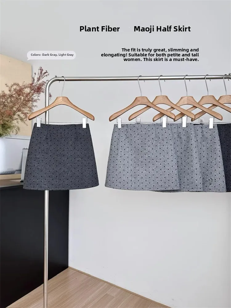 

Ретро-юбка в горошек из шерсти, женская, с завышенной талией, А-силуэт, весна-осень, утепленная, в корейском стиле, для повседневной носки