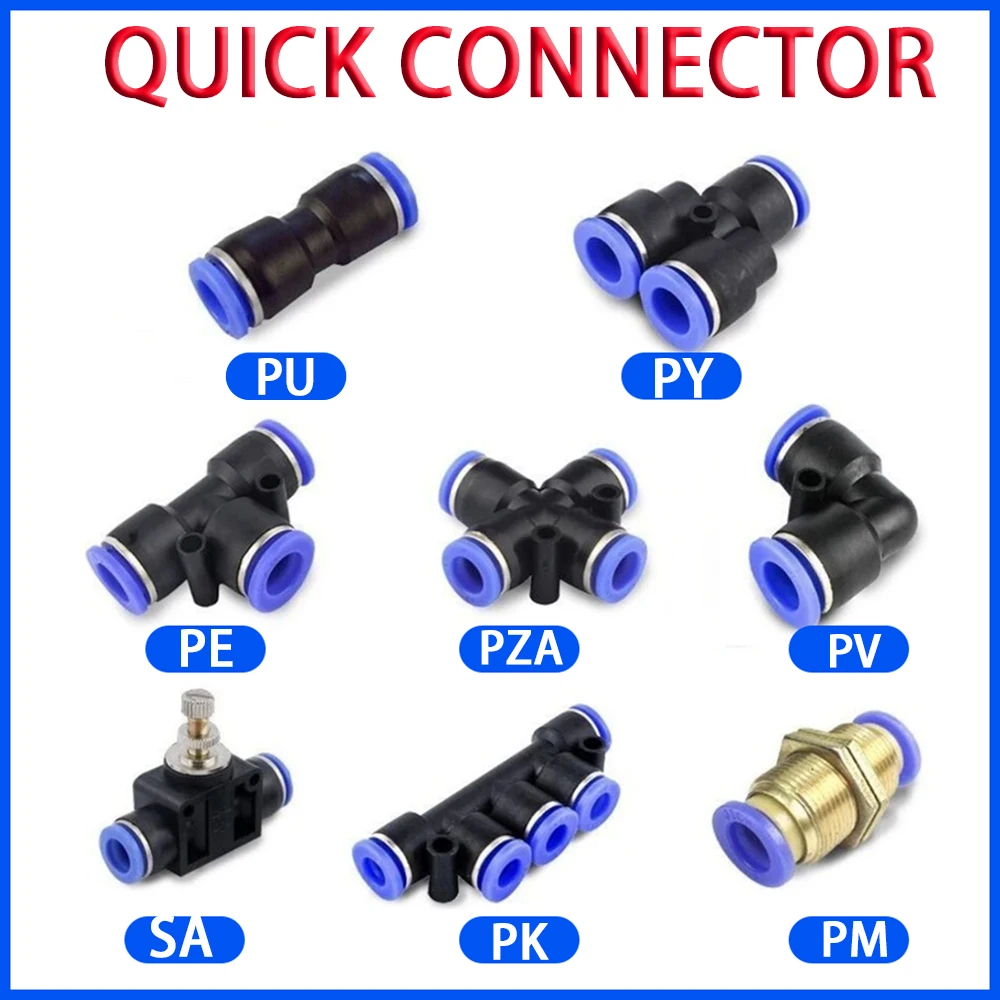 

Pneumatic Fitting Pipe Connector Tube Air Quick Fittings Water Push In Hose Plastic 4mm 6mm 8mm 10mm 12mm Connectors