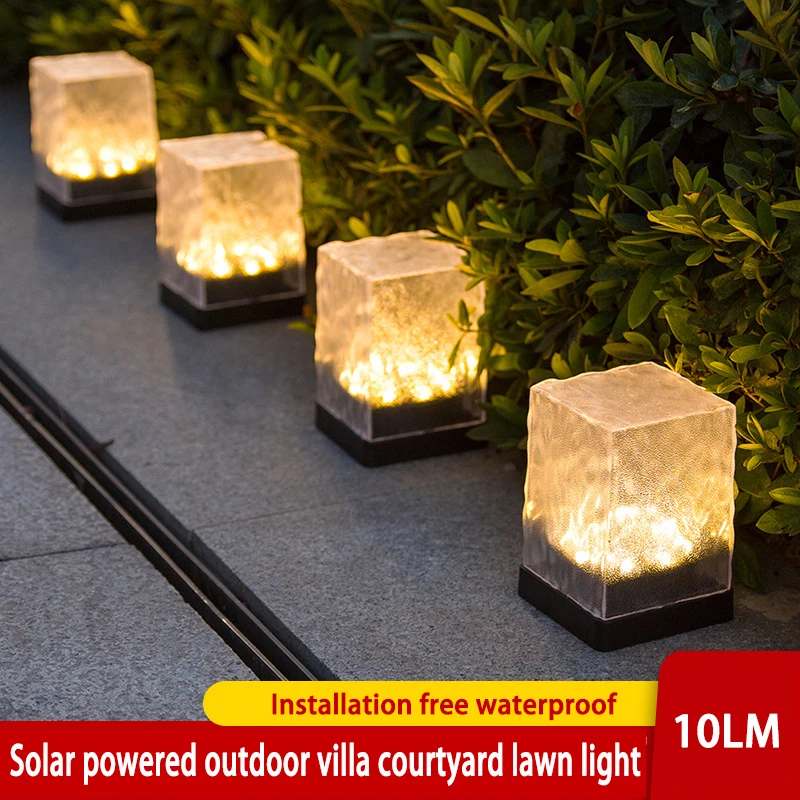 

NEW Outdoor Solar Lights Villa Courtyard Layout Lawn Lights Waterproof Balcony Garden Terrace Decoration Ice Brick Buried Lights