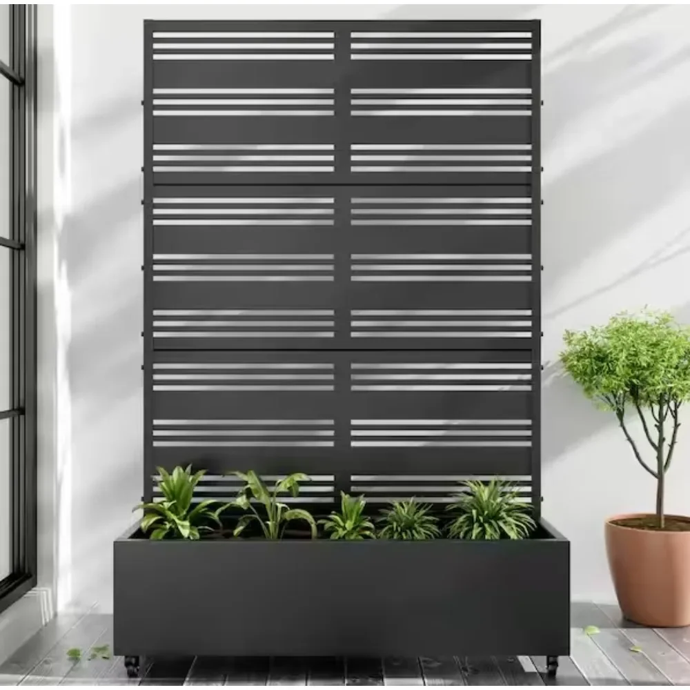 High Quality 72 in. H X 47 in. W Metal  Rectangle Pots and Planter Raised Box with Trellis for Vine Climbing Plants