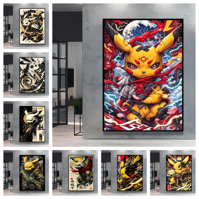 Anime Character Pictures Pokemon Pikachu Classic Canvas Posters HD Printing Wall Art Not Fading Home Living Room Decorative