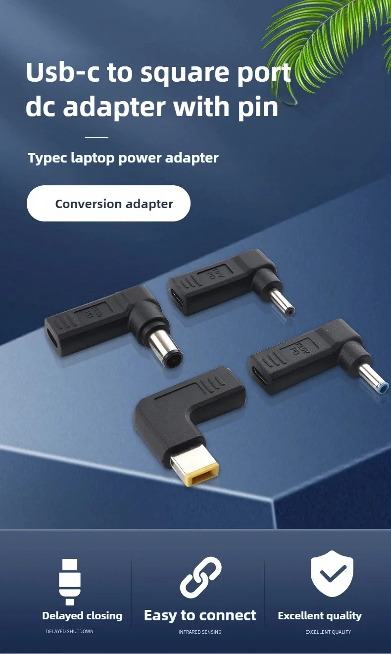 PD 100W  Laptop Power Charger Supply Adapter Connector USB Type-C Female To DC Male Jack Plug Converter for Acer Samsung Lenovo