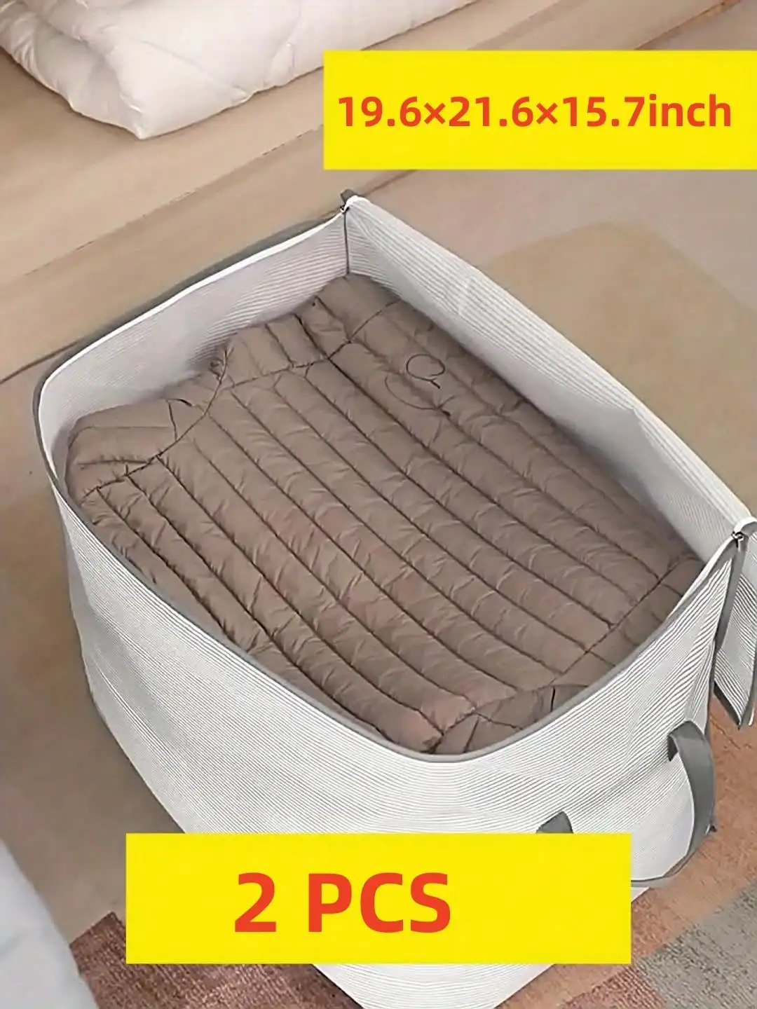

2 PCS Large Capacity Clothing And Quilt Storage Bags, Foldable Design, Space Saving, Sturdy Dust-Proof Storage Bag, Wardrobe Organizing Storage Box With Zipper And Durable Handle, Practical Home Wardrobe Storage Box