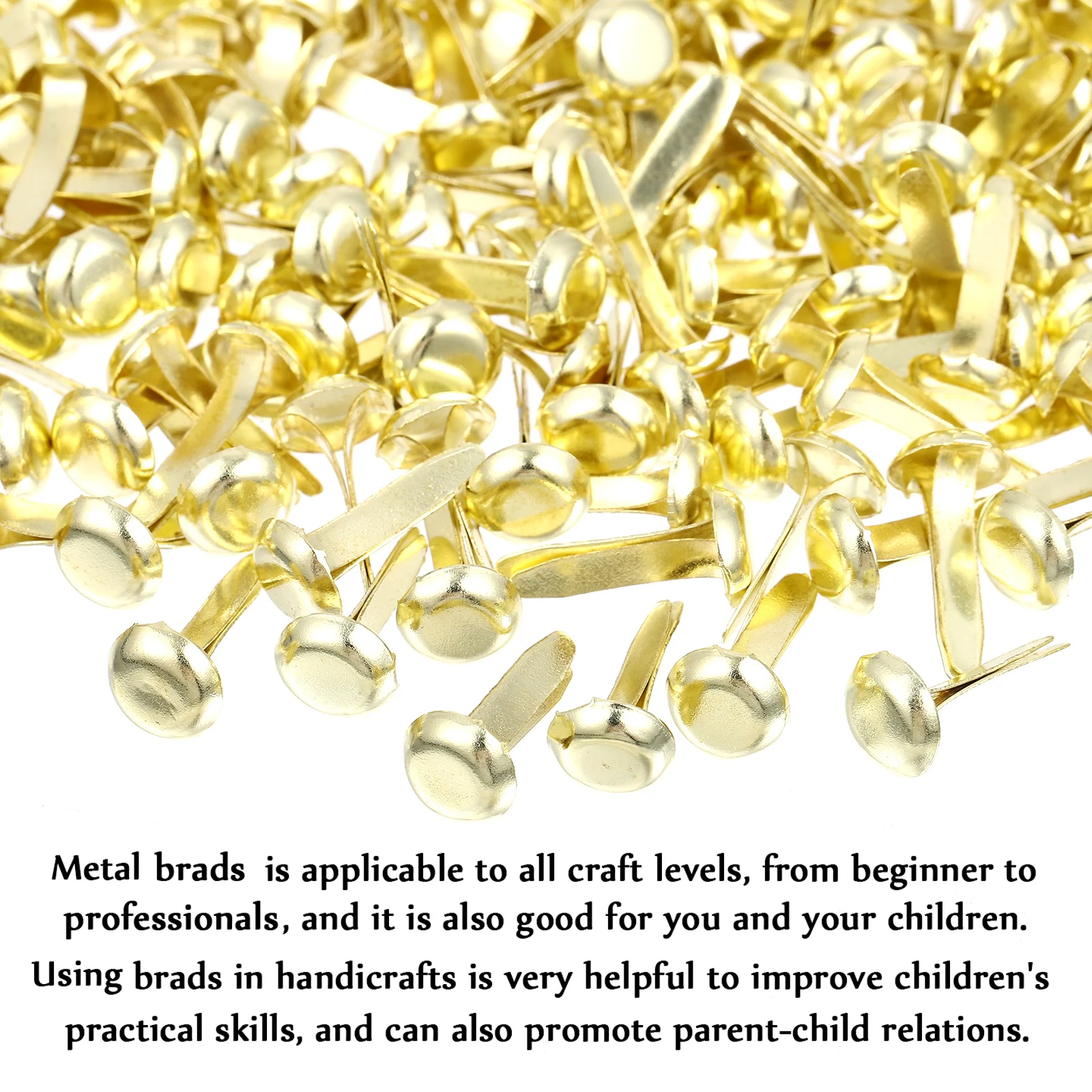 

300 pcs Ball Cap Brads Fasteners Metal Iron Paper Clips Craft Supplies Gold Scrapbooking DIY Projects Children for paper