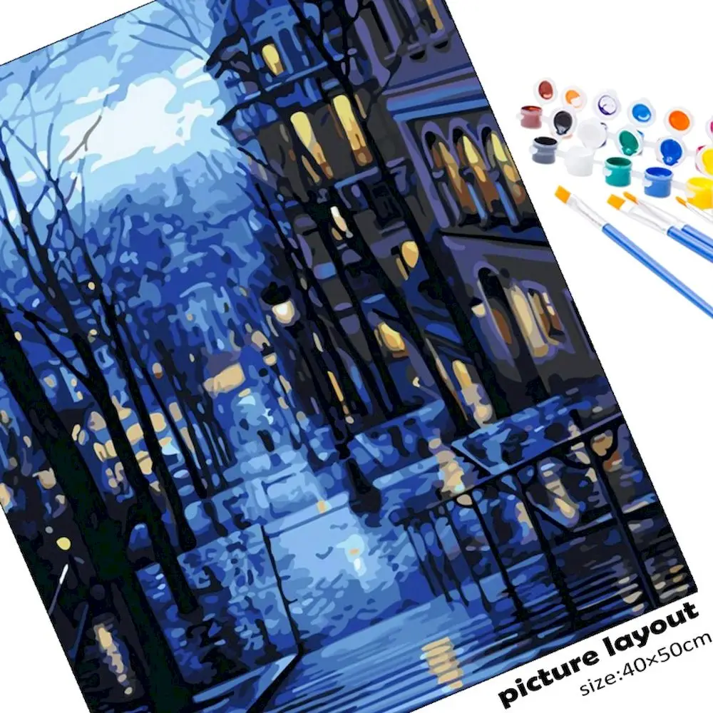 Paint By Numbers Pictures For Adults On Canvas With Framed Landscpae Digital Coloring Drawing Oil Paintings By Number Home Decor