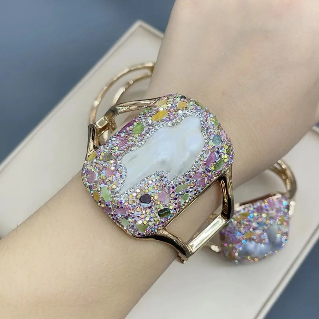 

New Natural Baroque Pearl Bracelet High-end Light Luxury Jewelry Color Retaining Electroplating Tourmaline Bracelet Wholesale