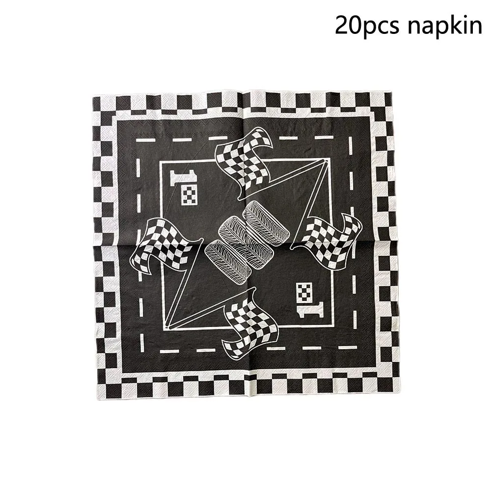 Fast Two Racing Themed Party Decorations Tableware Paper Cups Tablecloth Checkered Balloon Kids Car 2nd Birthday Party Supplies