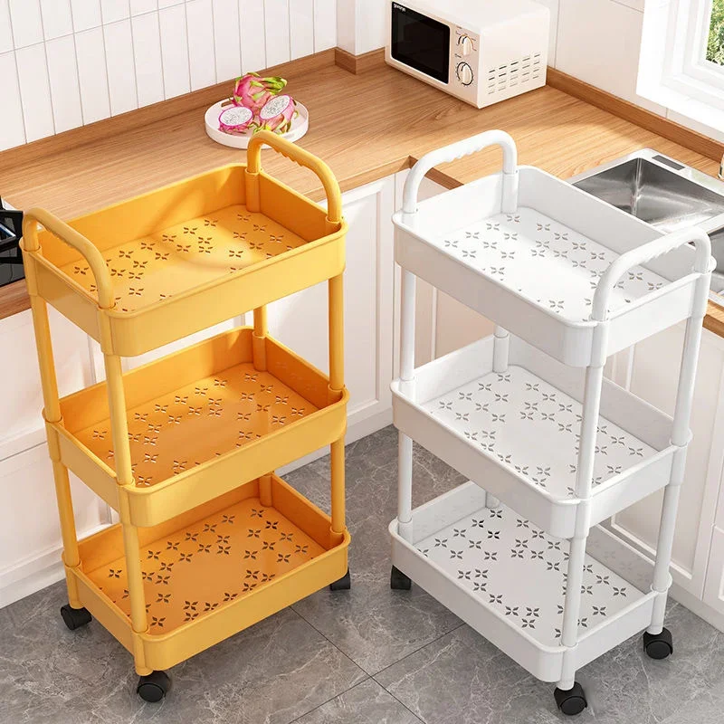 Rolling Cart Storage Shelf 4 Tier Large Capacity Movable Gap Storage Rack Kitchen Bathroom Organizer Snack Cosmetic Holder