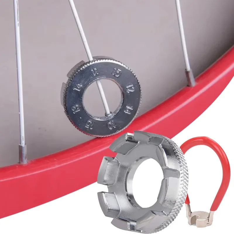 

Mountain Bike Spoke Wrench Tool Kit Heavy-Duty Wheel Adjuster for Deformation Correction Bicycle Rim Repair Kit Portable Design