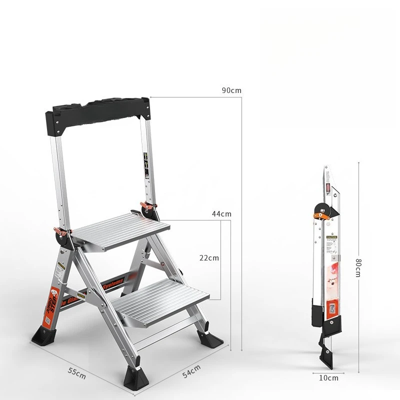 Ladder Household folding herringbone ladder, aluminum alloy thickened three steps four steps indoor multi-function