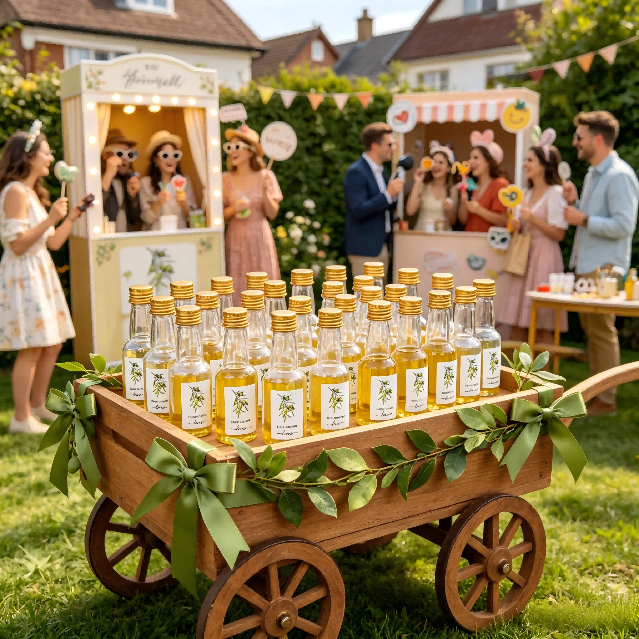 50 Sets Mini Olive Oil Plastic Favor Bottles for Wedding Guest Return Souvenirs, All Season Holiday Event Giveaway Presents