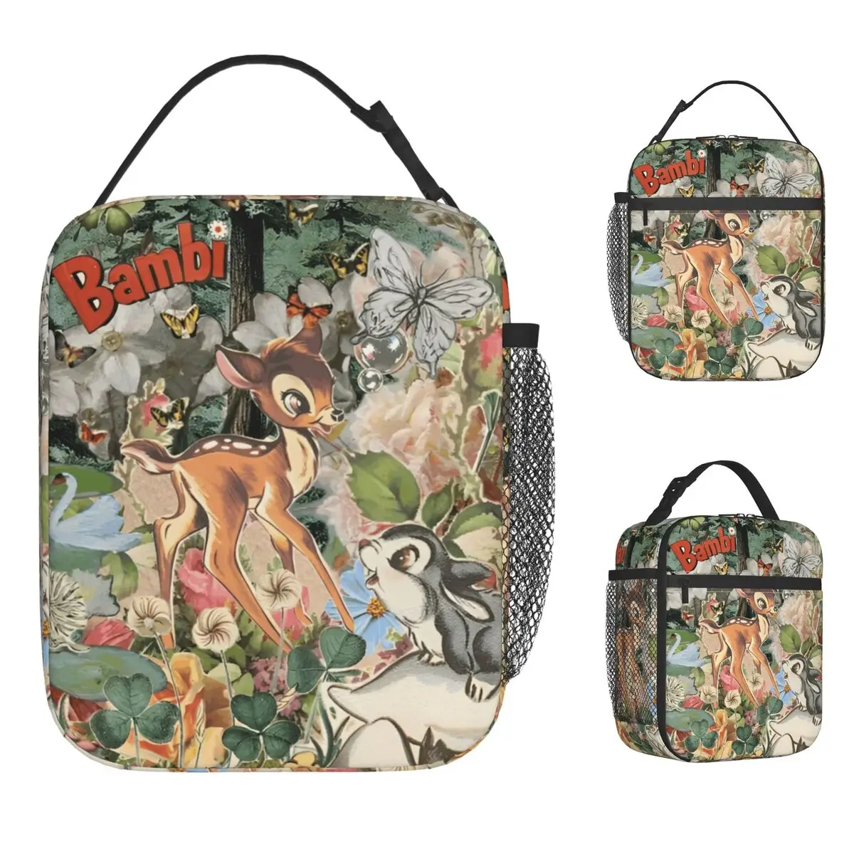 

Retro Bambi Insulated Lunch Bag Cooler Bag Meal Container Cartoon Large Lunch Box Tote Food Storage Bags Office Travel