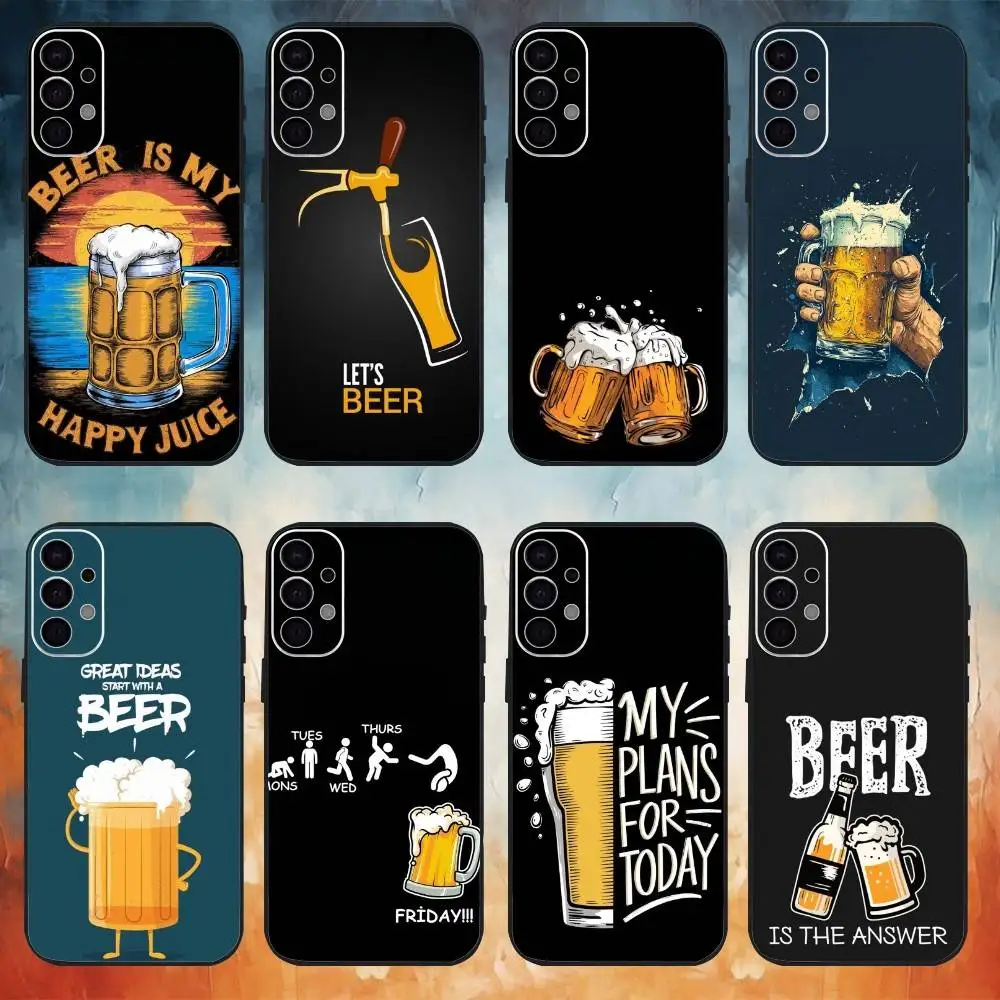 

Beer Alcohol Art Pattern Phone Case For Samsung S25,24,23,22,30,21,10,9,Ultra,Plus,Lite Soft Black Case