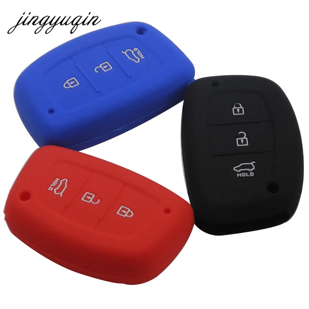 jingyuqin 3 BUTTON SMART SILICONE KEY CASE COVER FOR HYUNDAI TUCSON IX35 SOLARIS i25 i30 MISTRA ACCENT