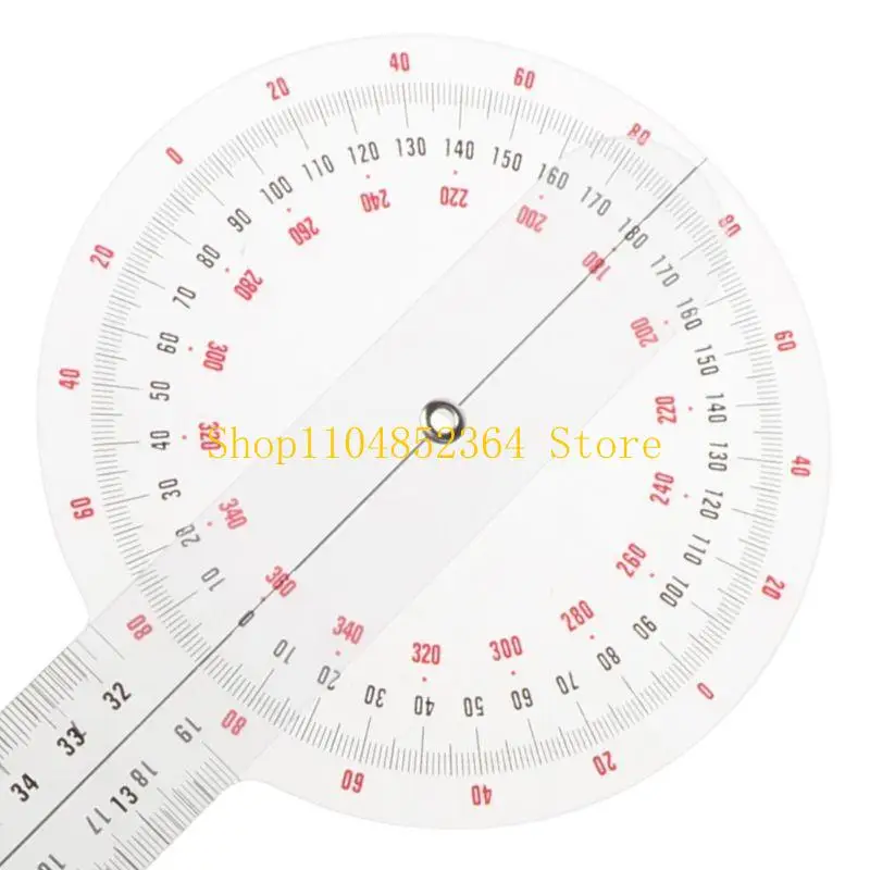 652F Goniometer Transparent Ruler Plastic Goniometer 360 Degree Protractor for Cm Inch Measuring Tool Portable