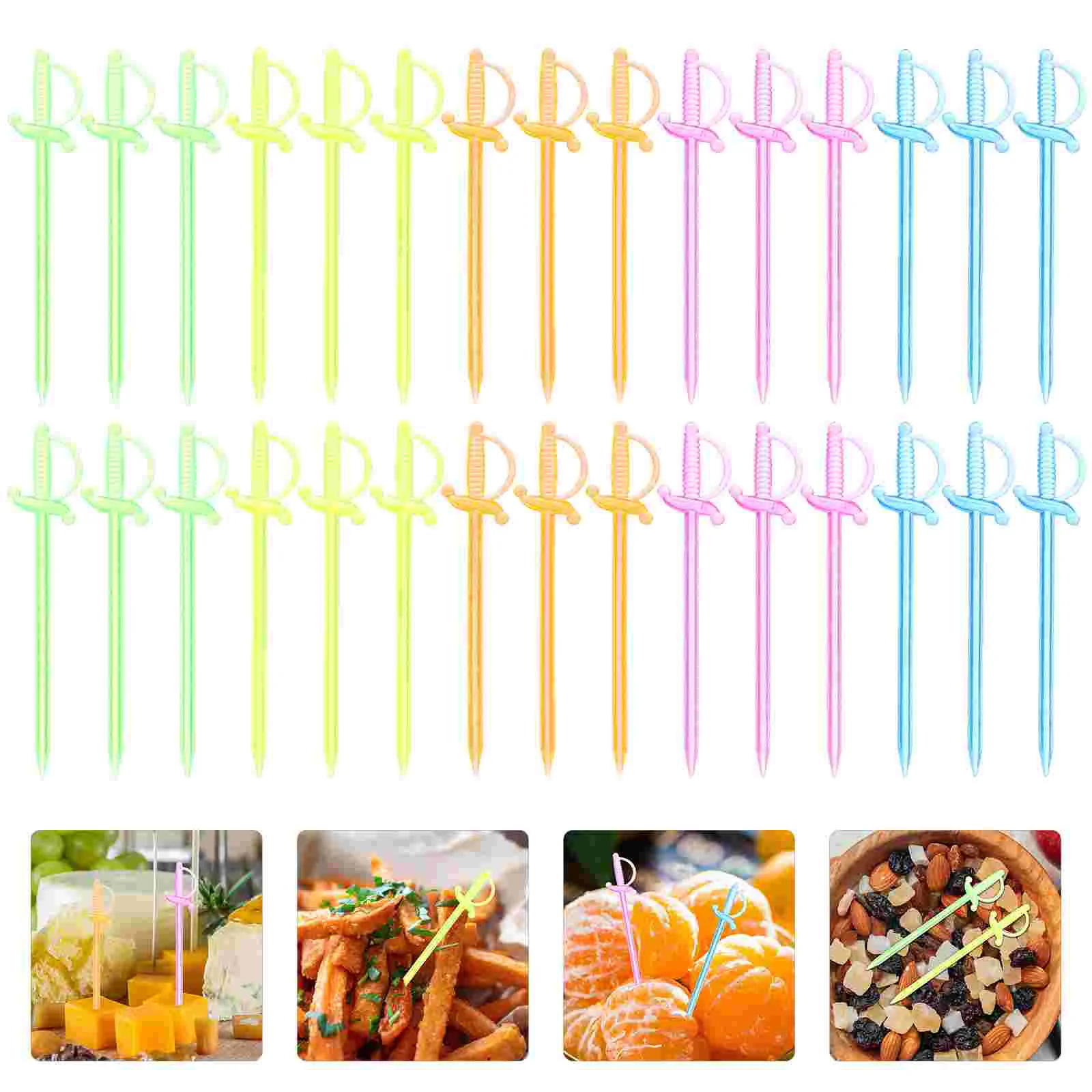 

200 Pcs Cake Picks Decor Fruit Stick Forks Party Plastic Sword Dessert Cocktail