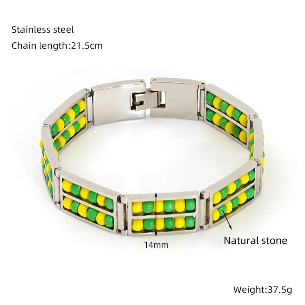 Stainless Steel Babalawo Orula Protection Bracelet Double Row Creative Natural Stone Beaded Bracelet Luxury