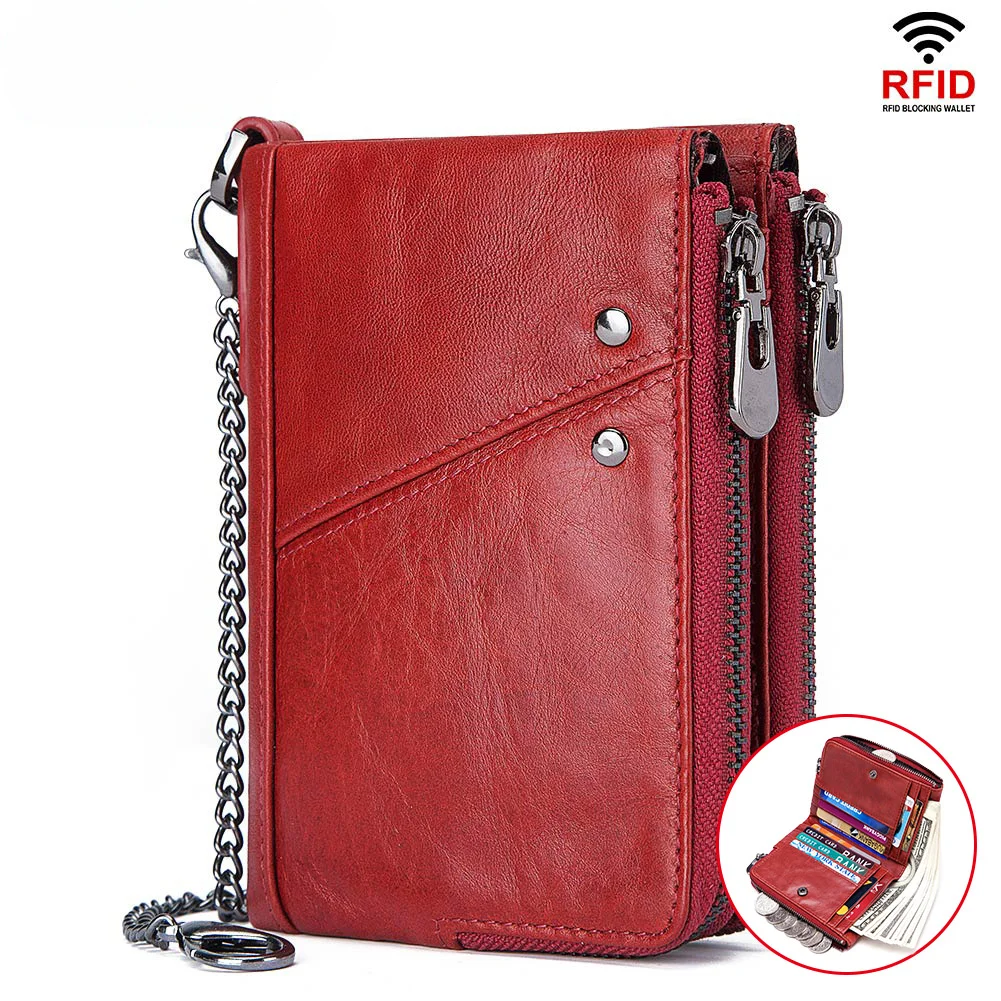 

2021 Fashion Women Wallet Genuine Leather Zipper Design Female Short Rfid Purse With ID Card Holder Coin Pockets Mini Walet