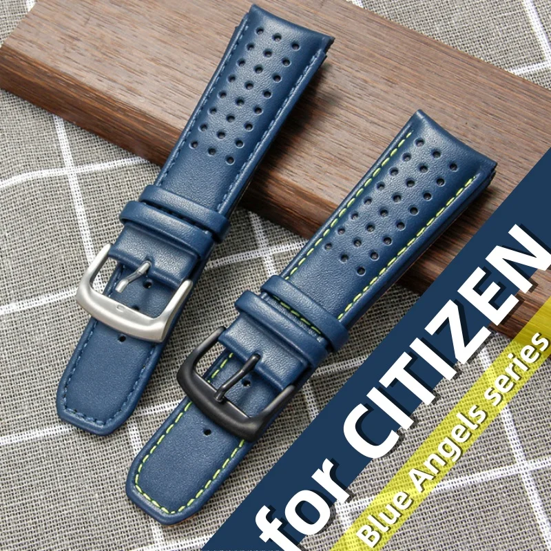 Para CITIZEN Blue Angels Skyhawk AT8020/JY8078 correa de reloj con hebilla de aguja de cuero genuino accesorios de pulsera 22/23mm