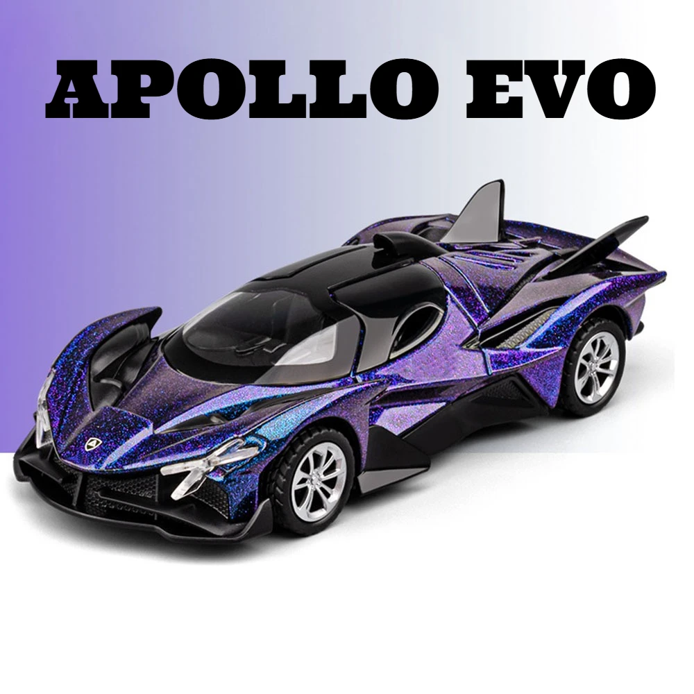 1:36 Apollo EVO 1980 Sports Car Model Toy Alloy Body Rubber Tire Pull Back Miniature Models Toys Kids Educational Presents