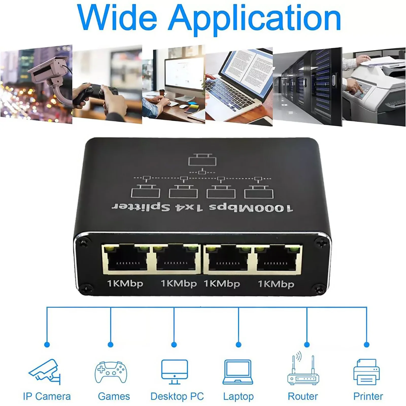 Imagem -04 - Gigabit Ethernet Splitter Lan Network Internet Hub de Computador Switch Roteador Set-top Box a 1000mbps 1pc Rj45