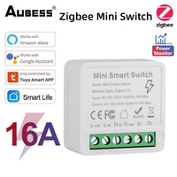 TUYA 16A Zigbee Mini Smart Switch With Power Monitor 2-way Control DIY Module Voice Control Work With Alexa Google Home Alice