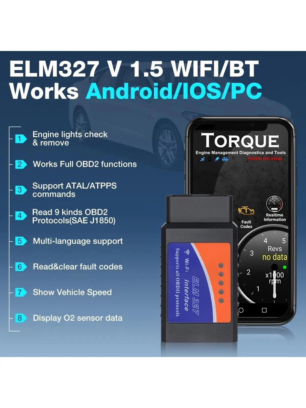 الماسح الضوئي Wifiobd2: تحقق وإعادة ضبط ضوء محرك السيارة على Android وIos وWindows - أداة المسح التشخيصي