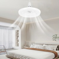 Dimmable E27 Fan Light E27 Spiral Lamp Holder Three-speed Mode E27 Fan Lamp White Adjustable 2 in 1 LED Light Ceiling Fan