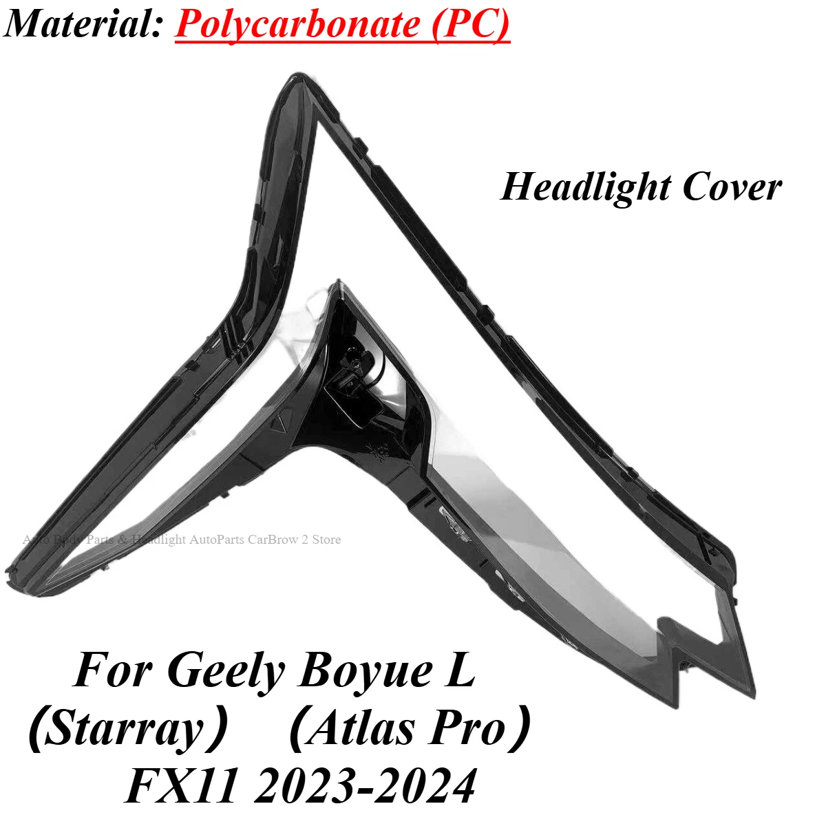Front Headlamp Protective Shell Replacement For Geely Boyue L (Starray / Atlas Pro) FX11 2023‑2024 Clear Headlight Lens Cover