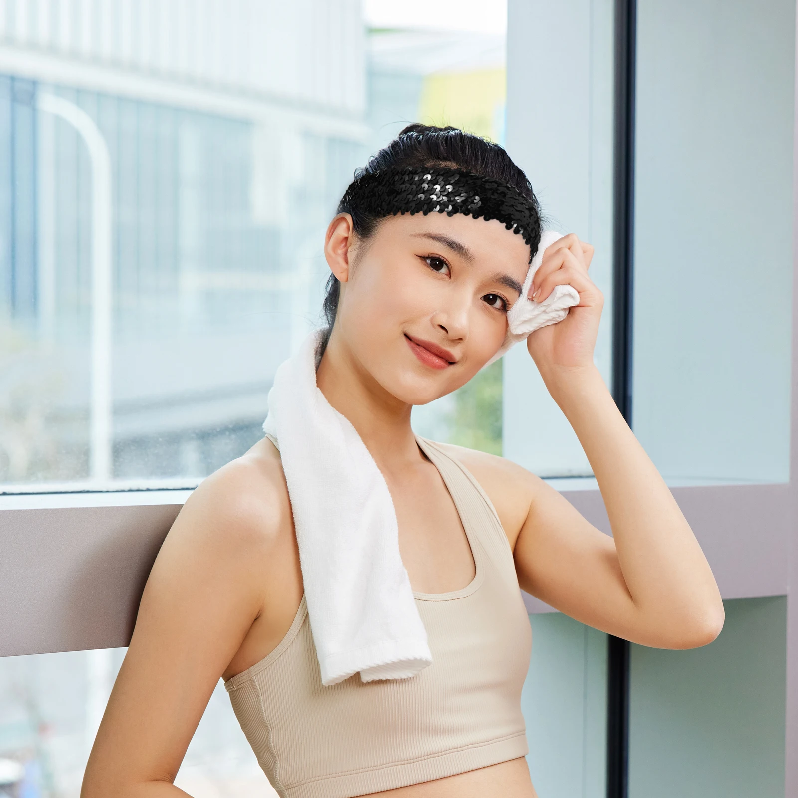 

Glitter Sequin Headband Red Elastic Hair Band For Women Fashion Sparkly Headwear Creative Hair Accessory Party Festival