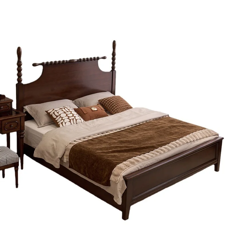 

Кровать из массива дерева в стиле французского ретро, современная, простая, 1,8 метра, в американском средневековом стиле, 1,5 метра